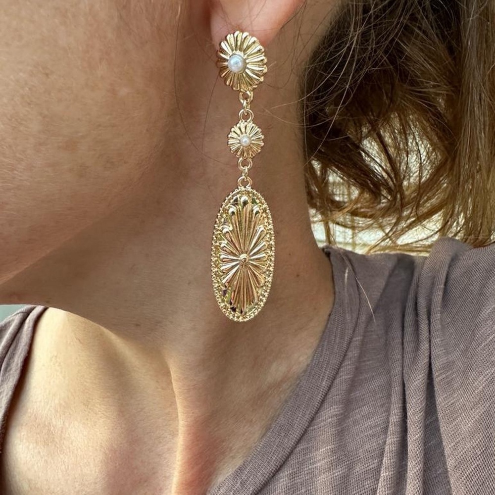 Casted Triple Drop Earrings - Universal
Thread - Gold Tone - New with tags - NWT - Picture 7 of 7